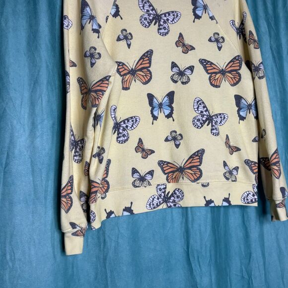 Wildfox NWOT Yellow Flutter Away Butterfly Print Sweatshirt Small - Picture 6 of 7